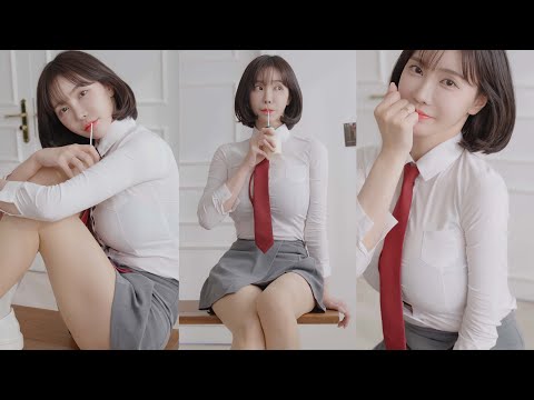 KYUL_(4K 세로룩북) 유니폼 코스튬 살색 스타킹 룩북 schoollook Lookbook underwear Try on 언더웨어 룩북 직캠 skirts stockings_视频封面